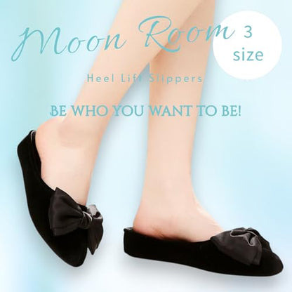 House slippers for women 1.5inch heel lift Bow Sli... (Black)