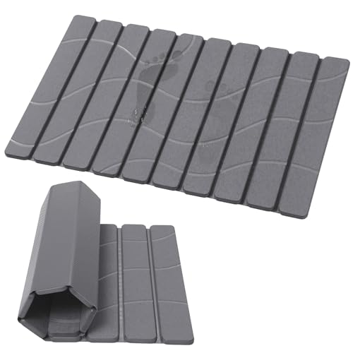 Foldable Stone Bath Mat, Non Slip Large Diatomaceo...