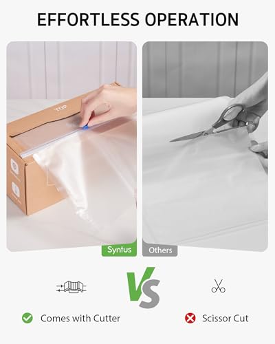 Syntus 11" x 150' Vacuum Sealer Bags for Food Seal Rolls with Cutter | BPA Free, Sous Vide Microwave Freezer Safe, Custom Size, Effortless and Precise Cutting, Works with All Vacuum Sealers