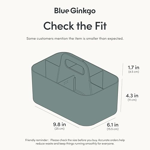 BLUE GINKGO Stackable Organizer Caddy, Rectangle, Green, Made in Korea | Portable. Adjustable. Home, Office & School Storage.