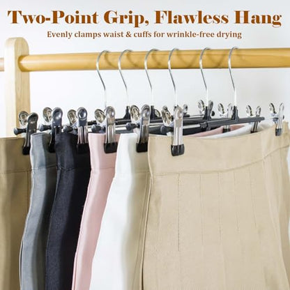Pants Hangers with Clips, 20 Pack 11.6 inch Heavy Duty Metal Hangers, Adjustable Skirt Hangers for Women, Space Saving Non-Slip for Pants,Socks,Jeans and Skirts