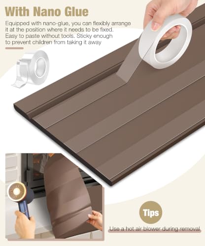 Fireplace Baby Proofing 80'', Soft Seat Hearth Cushion for BabyProof, Brown | Memory Foam Brick Fire Place Bumper Protector Soft Seat Pad for Babies Child Children Toddlers