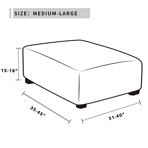 Easy-Going Stretch Square Ottoman Cover 40x40x15 inch Black | Folding Storage Footstool cover Furniture Protector Soft Rectangle slipcover with Elastic Bottom