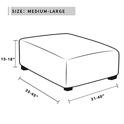 Easy-Going Stretch Square Ottoman Cover 40x40x15 inch Black | Folding Storage Footstool cover Furniture Protector Soft Rectangle slipcover with Elastic Bottom