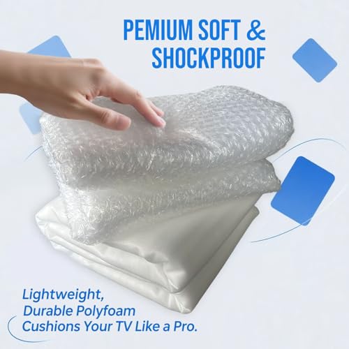 Foam Flat Screen TV Cover and Bubble TV Protective Cover, Fits Up to 65" TV | 65"W X 37"H, 1×Foam and 1×Bubble, Flat Screen TV Protection Bubble Wrap for TV Moving, Storing, Packing or Home Renovation