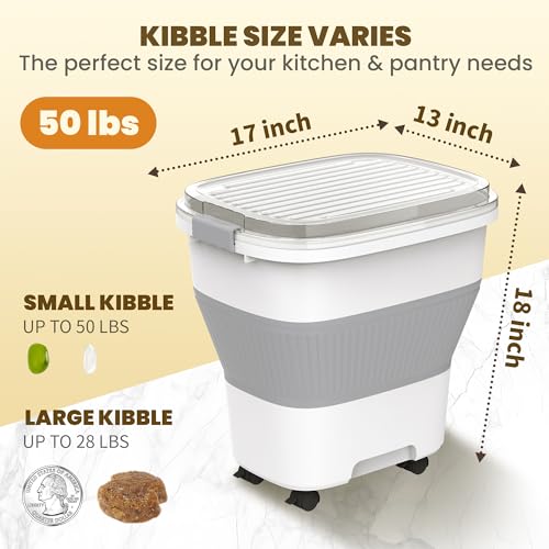 50Lbs Collapsible Rice Container,Airtight Food Storage container