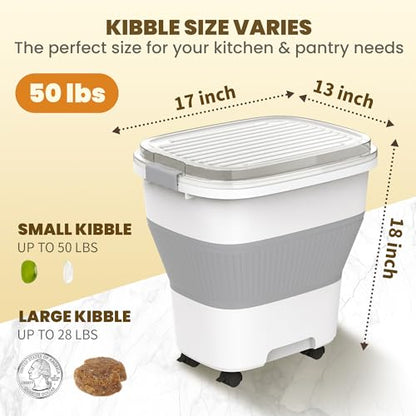 50Lbs Collapsible Rice Container,Airtight Food Storage container