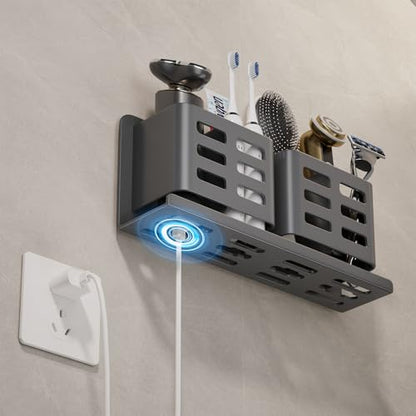 Aluminum Toothbrush Holder， Wall-Mounted，Bathroom Rack，4 Slot，Grey | Bracket Shower Toothbrush Razor Holder Suitable for Toothbrush, Toothpaste, Razor and Comb etc Bathroom Storage