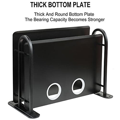 Black Metal Double Wireless WiFi Router Storage Box Wall Hanging Shelf with Cable Organizer, 2 Shelves, Large