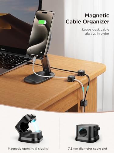 JOYROOM 12 Pack Magnetic Cable Clips, Cord Organizer Adhesive Wire Holder | Home Nightstand Office Desk Accessories, Car Wall Organization, Phone Charger Cord Holder Management, Cable Smooth Adjustable