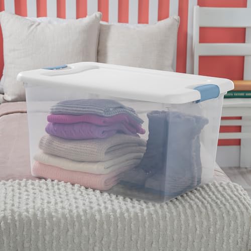 Latching Box with Lids for Home and Office, 64 Qua... (4 Count | Clear | Plastic)