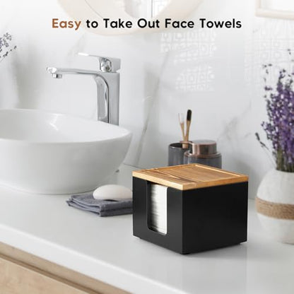 Disposable Face Towel Holder Box - Wood Facial Container Compatible with Clean XL - Towel Storage Makeup Organizer for Vanity, Bathroom Organization (Excluding Facial Towels)