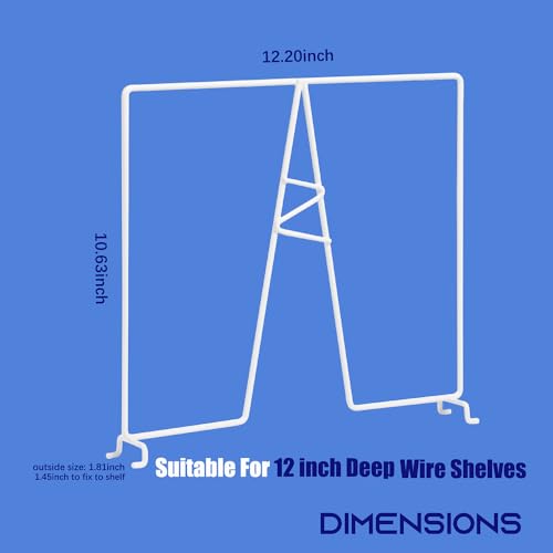Wire Shelf Dividers, White, 12" Deep, 12" Height, 8 Pack | Closet Organization & Storage Organizer, No Tool Installation, Metal Shelf Accessories