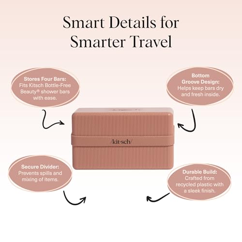 Kitsch 4-Compartment Travel Soap Case – TSA-Approved Bar Soap Holder | Travel Organizer, Bar Soap Case - Lightweight, Durable, Leak-Proof, Made from Recycled Plastic – Terracotta