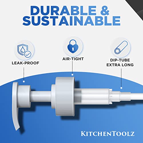 Gallon Pump Dispenser for Glass Jugs or Plastic Bottles - Compatible with Listerine Pump 1-1.5L Bottle Heavy-Duty Industrial Grade for Syrup, Soap, Condiments, Detergent - Pack of 2 White Pumps