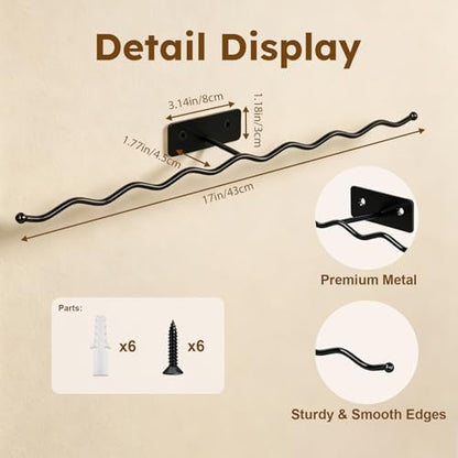Sunglasses Organizer, 2 Pack 17 Inch Wall Mounted Sunglass Holder | Wall Glasses Holder Stand Multiple Eyeglasses Display Rack Storage for Entryway, Living Room, Bedroom, Dresser, Metal, Black