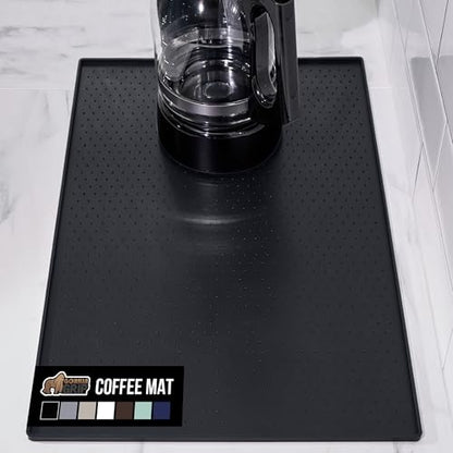 GORILLA GRIP Silicone Coffee Mat, Espresso Machine Bar Accessories, Keep Kitchen Counters Clean, Stays in Place, Waterproof and Heat Resistant Dish Drying Mats, Home Decor Essentials, 11.5x18.5, Black