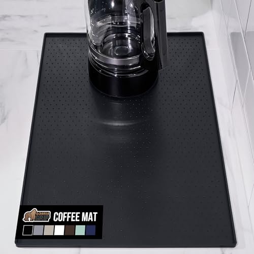 GORILLA GRIP Silicone Coffee Mat, Espresso Machine Bar Accessories, Keep Kitchen Counters Clean, Stays in Place, Waterproof and Heat Resistant Dish Drying Mats, Home Decor Essentials, 11.5x18.5, Black