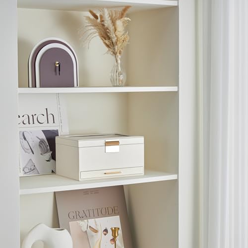 Lolalet Bracelet Holder Organizer with Clear Lid -White | Jewelry Display Box with Drawer, Fits Bangles, Bracelets & Watches, Great Gift for Her