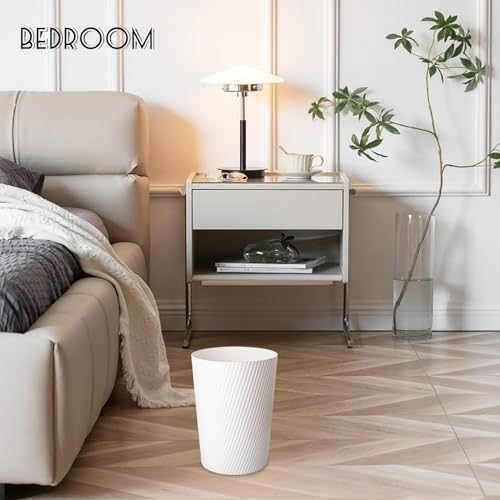 Small Trash Can Wastebasket Garbage Can Container Bins for Bathrooms, Laundry Room, Kitchens, Offices, Kids Rooms, Dorms (White) | Open-Top Plastic Sturdy Trash Bin for Bathroom, Kitchen, Laundry, Office, Kids Room, Dorm, Easy to Clean