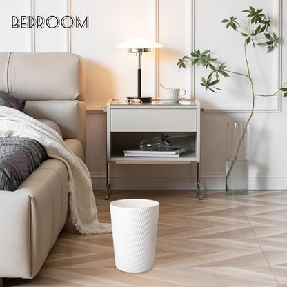 Small Trash Can Wastebasket Garbage Can Container Bins for Bathrooms, Laundry Room, Kitchens, Offices, Kids Rooms, Dorms (White) | Open-Top Plastic Sturdy Trash Bin for Bathroom, Kitchen, Laundry, Office, Kids Room, Dorm, Easy to Clean