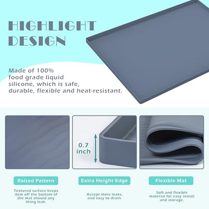 Waterproof Silicone Under Sink Mat 31'' x 22'' Shelf Liner for Kitchen and Bathroom, Cabinet and Counter Protector, Storage and Organizers, Litter Mat, Pet Cat Puppy Essentials(Dark Grey)