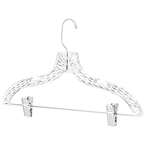 DEILSY™ Clothes Hangers with Clips 12 Pack Crystal... (12 Count | Crystal Cut | Metal - Plastic)