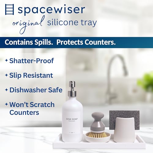 Silicone Countertop & Vanity Tray – 11.7” Bathroom... (White | Silicone)