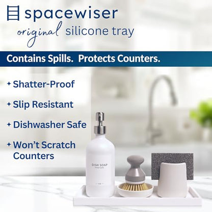 Silicone Countertop & Vanity Tray – 11.7” Bathroom... (White | Silicone)