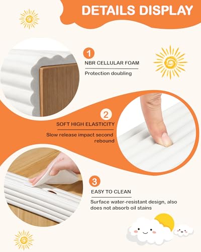 Corner Protector Baby, Pre-Taped 16.5FT Edge Guard for Furniture Safety | 0.4" Thick, 4" Wide Fireplace Baby Proofing, Soft Rubber Foam Padding Bed Cabinet Desk Edge Cushion Bumper, White-Grey
