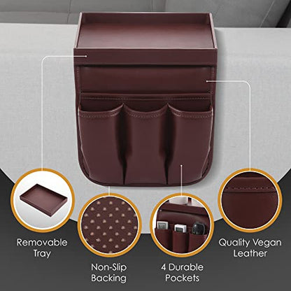 Houseables Armchair Caddy, Recliner Accessories, Armrest Organizer, Brown | Houseables Arm Chair Caddy, Sofa Armrest Organizer, Remote Control Holder for Recliner, Couch Pouch Pocket, Sofa Side Storage