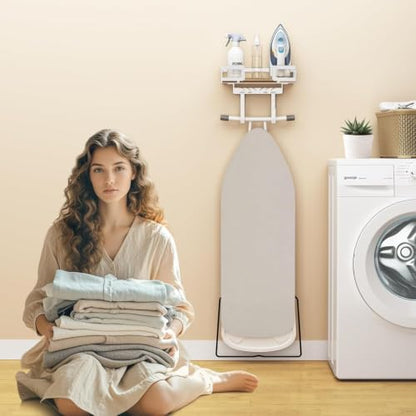 Ironing Board Hanger Wall Mount, Iron Board Wall Holder, Sewing, Laundry Room Organization, T&V Shaped Space Saving Iron Holder for Laundry Room Decor and Accessories, Organization and Storage, White