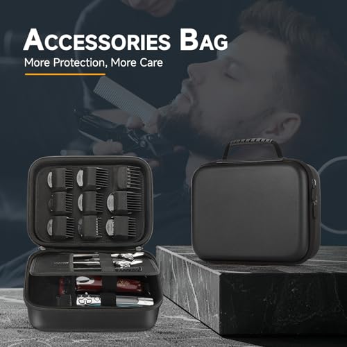 Hard Barber Accessories Case for Hair Clippers Cutting Barber Holder PU | Mens Hair Cutting, Barber Supplies Holder, Organizer Storage Bag, Guard Grooming Kit