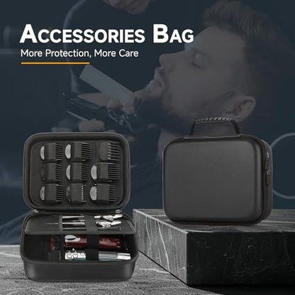 Hard Barber Accessories Case for Hair Clippers Cutting Barber Holder PU | Mens Hair Cutting, Barber Supplies Holder, Organizer Storage Bag, Guard Grooming Kit