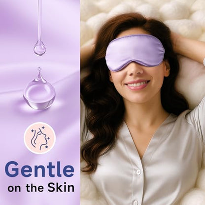 Umisleep Sleep Mask for 100% Mulberry Silk for Women Men, Smooth Breathable | 22 Momme Silk Eye Mask, Adjustable Strap, Blackout Perfectly, Ultra Soft Sleep Masks For Women & Men, Travel Blindfold,Purple