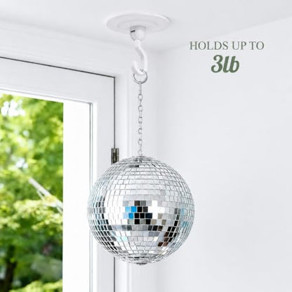 Adhesive Wall & Ceiling Decor Hooks: 6-Pack 3 lbs Heavy Duty No-Drill 360° Swivel Adjustable for Hanging Home Accents Lights Plants Wind Chimes Compatible with 3M Command Strips