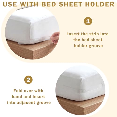 8 Pcs Replacement Strips for Bed Sheet Holder, Clear Bedsheet Replacement Straps Compatible with Most Bed Lock Sheet Holders