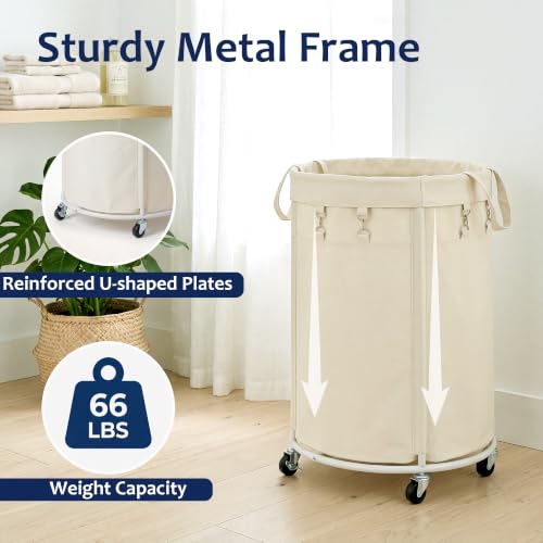150L Large Capacity Rolling Laundry Basket Hamper with Wheels, Clothes hamper and Removable Bag for Home, Laundry Room, Bedroom, Bathroom, Apartment, Dorm