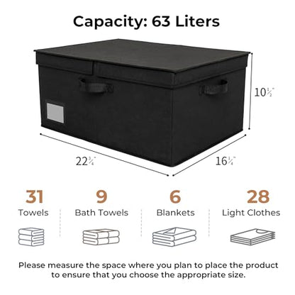 GRANNY SAYS Black Storage Bin with Lid, Fabric Closet Organizers and Storage Baskets, Extra Large Storage Box for Clothes, Memory Keepsake Box, 1-Pack
