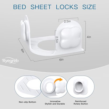 Sheet Holders Bed Sheet Grippers - Fitted Sheet Holder for Corners Keep Sheets Firm & Tight Fit All Sheet Sizes Sheet Straps Clips Easy Installation