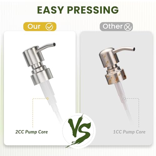 AmazerBath Soap Dispenser, 2 Pack Glass Soap Dispenser with Pump Stainless Steel, 17 Oz Hand Soap Bottles Bathroom Kitchen, Clear