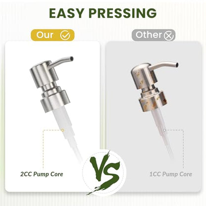 AmazerBath Soap Dispenser, 2 Pack Glass Soap Dispenser with Pump Stainless Steel, 17 Oz Hand Soap Bottles Bathroom Kitchen, Clear