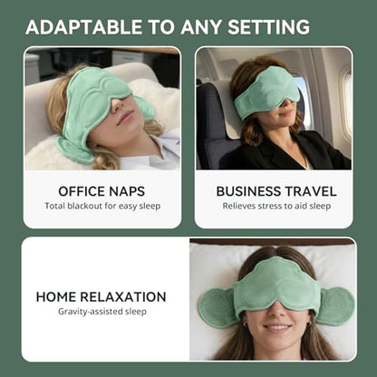Weighted Sleep Mask with Gentle Pressure | Lightweight, Soft, Breathable & Skin-Friendly | Perfect Blackout for Deep Sleep, Travel, Meditation,Yoga (Light Green, Ruyi)