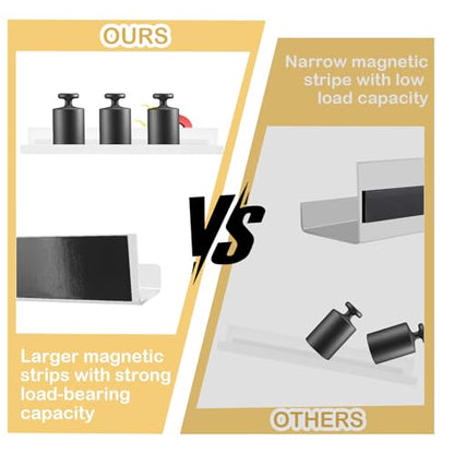 2 Pack Magnetic Book Shelf for Classroom, Strong 8.8lb Magnet Acrylic Whiteboard Shelves, Teacher Supplies Organizer for Kids Books, Posters, Flash Cards, Classroom Accessories Storage (white)