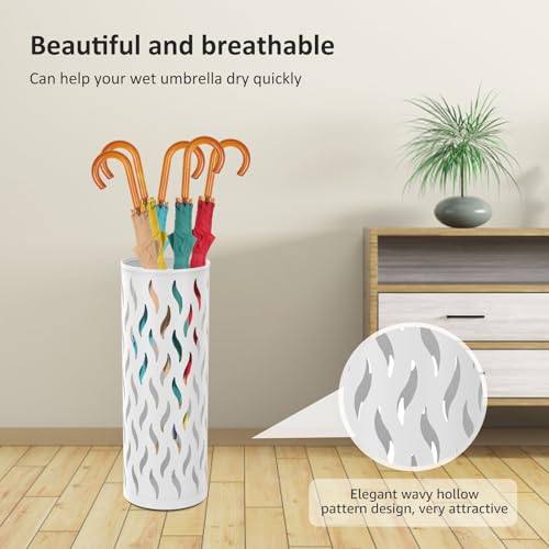 Umbrella Stand Metal Umbrella Holder Hollowed Umbrella Rack Freestanding Umbrella Stand Rack Practical Umbrella Organizer Indoor Umbrella Storage Rack for Home Entryway(white-1-circular)