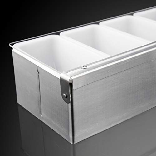 New Star Foodservice 48032 Stainless Steel Condiment Dispenser with 5 Compartments (No Ice Tray)