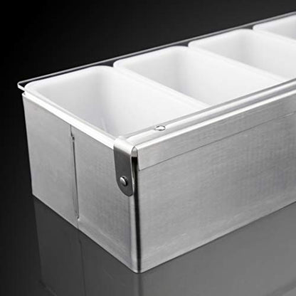 New Star Foodservice 48032 Stainless Steel Condiment Dispenser with 5 Compartments (No Ice Tray)