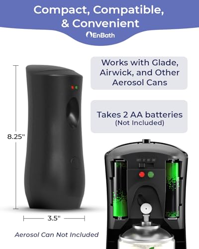 Automatic Air Freshener Spray Dispenser (2-Pack) Black Wall Mounted or Free Standing Battery Operated Sprayer for Home or Commercial Use, 3 Auto Scent Release Time Settings for Room/Bathroom Freshness