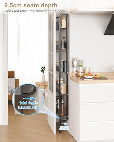 UMDONX Narrow 5-Tier Behind-the-Door Bathroom Storage Rack | Space-saving Storage for Tight Spaces; Suitable for Kitchen and Bathroom