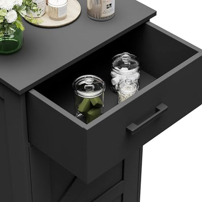 Bathroom Storage Cabinet with Drawer & Adjustable Shelf | Freestanding Storage Cabinet for Bathroom, Entryway, Living Room & Kitchen, Black, 15.7"W